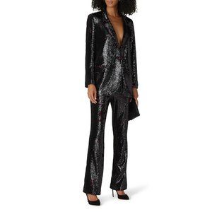 Badgley Mischka Sequin Blazer in Black Burgundy 6 Womens Formal Jacket